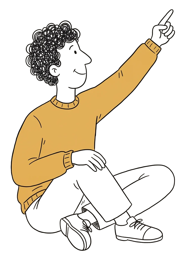 Illustration pointing at Book now